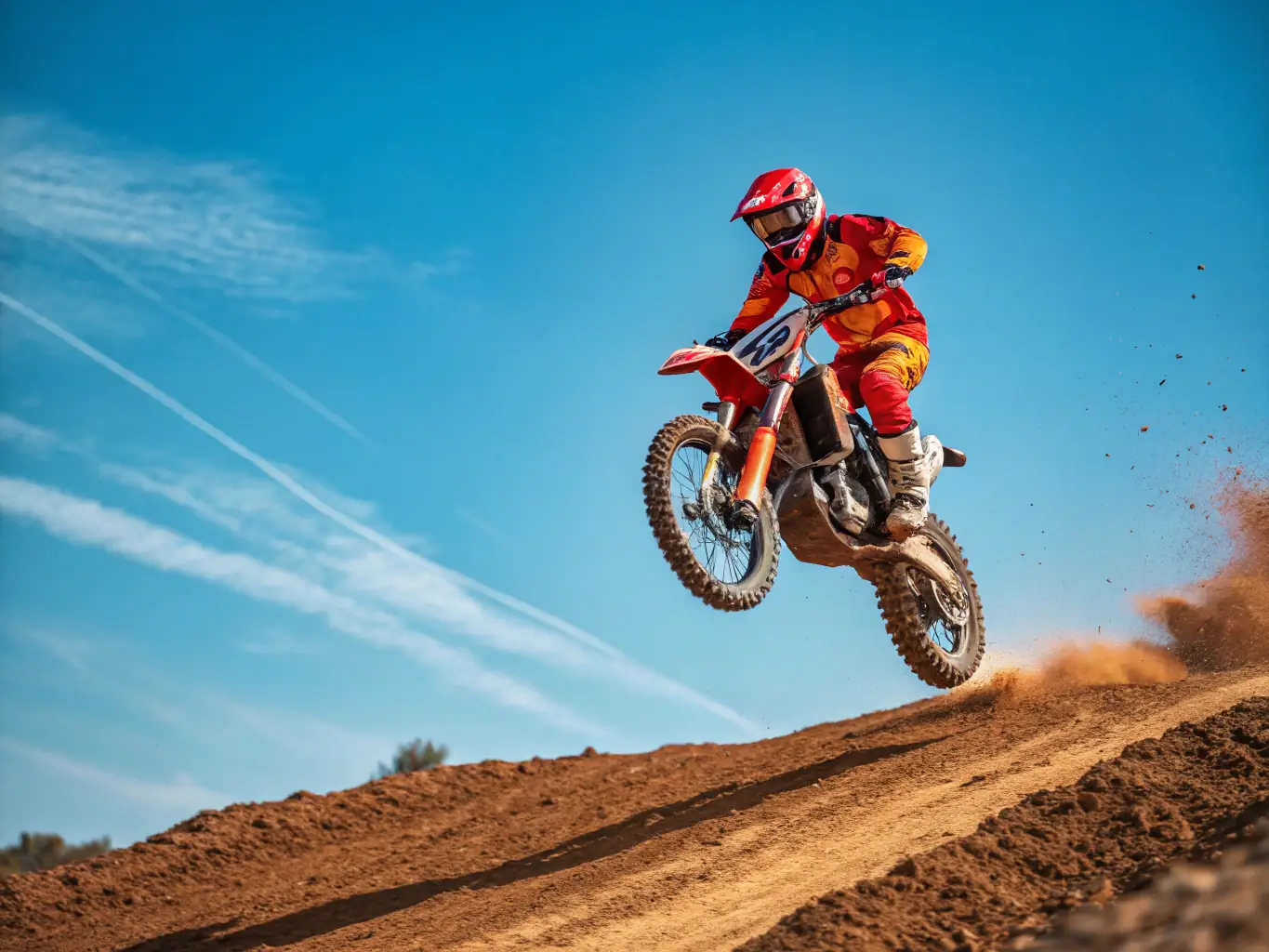 A dynamic image of riders competing in a local motocross event, with spectators cheering, showcasing the excitement of motorsport competitions.
